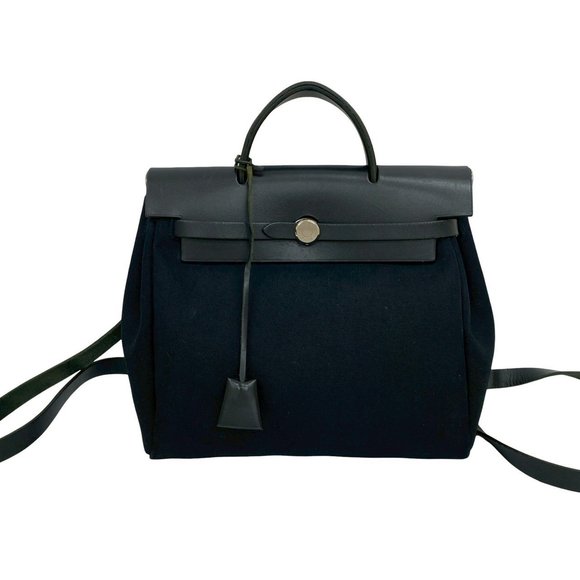 HERMES Black Leather Backpack - Picture 1 of 9